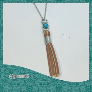 New Faux Leather & Turquoise Necklace